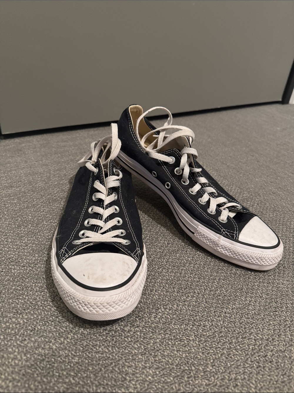 Men's Black Low-Top Canvas Sneakers with White Trim